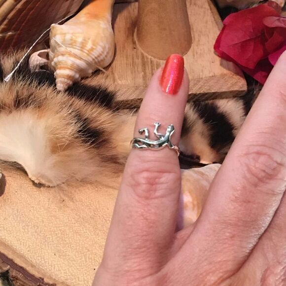 Lizard Sterling Silver Toe Ring Midi Ring - Picture 3 of 5